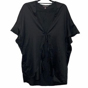 Victoria's Secret Black Satin Tie Front Robe